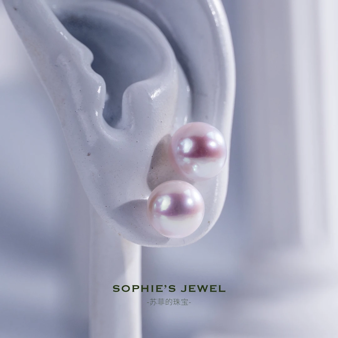 【龙珠耳钉】925银针淡水珍珠耳饰时尚百搭款10-11mm