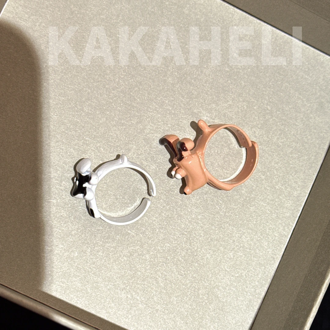 铜合金戒指 时尚气质可爱个性儿童百搭动物拼色开口戒指KK2416