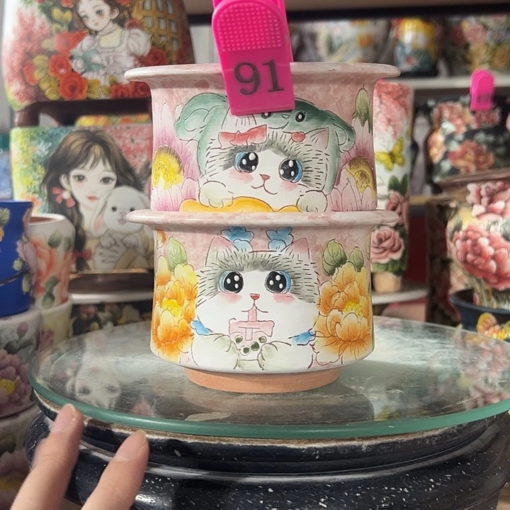 景德镇手绘花盆满38包邮
