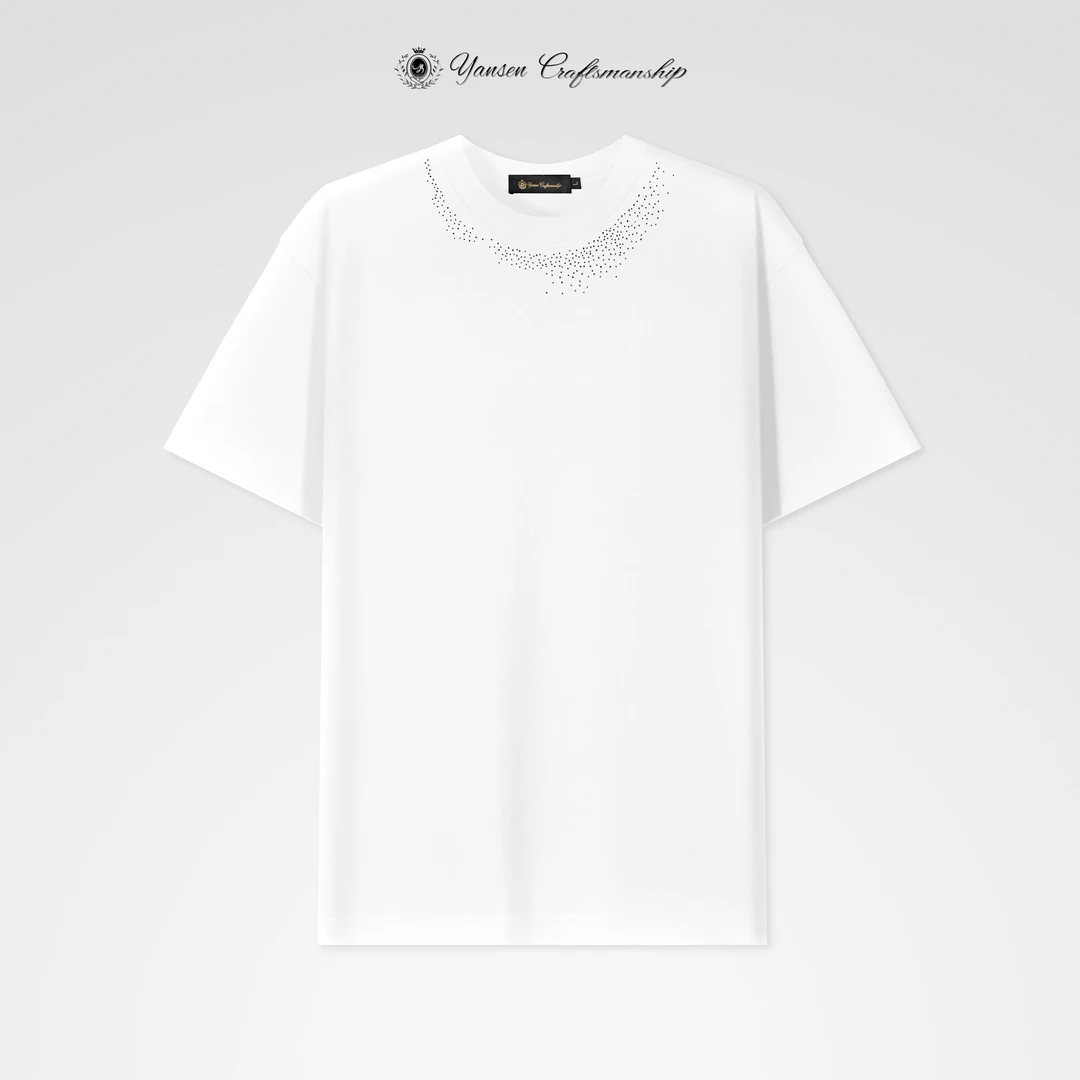 【YanSen 25ss】曜彩极简/高定烫钻系列圆领短袖T恤 JH555
