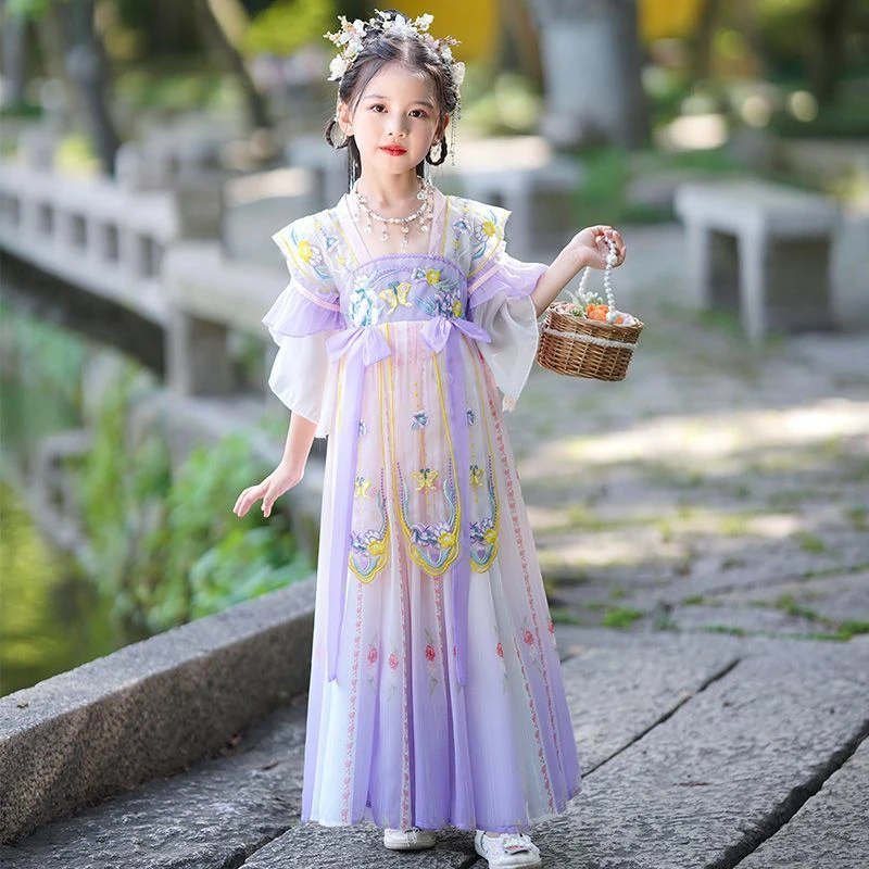 连衣裙2023秋装新款中国风唐装童装儿童超春秋公主裙古装女童襦裙
