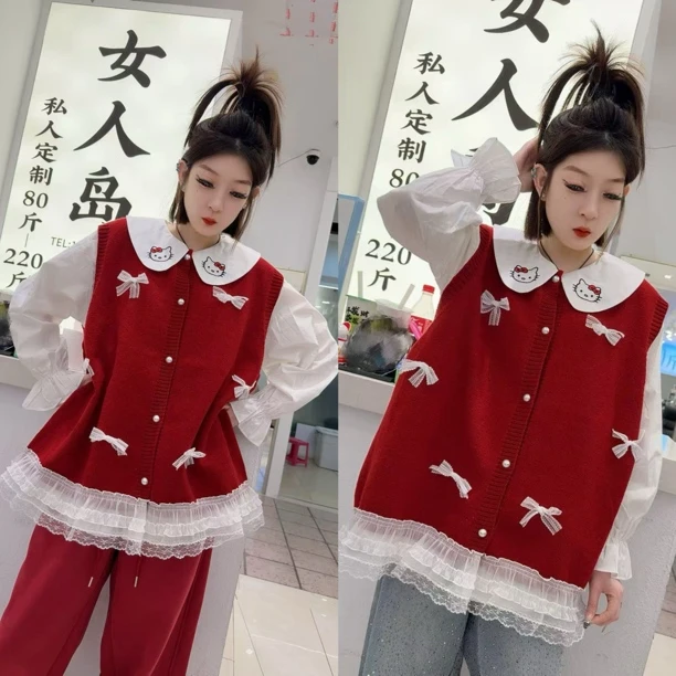 00882蝴蝶结菲菲边马甲（衣长70左右）