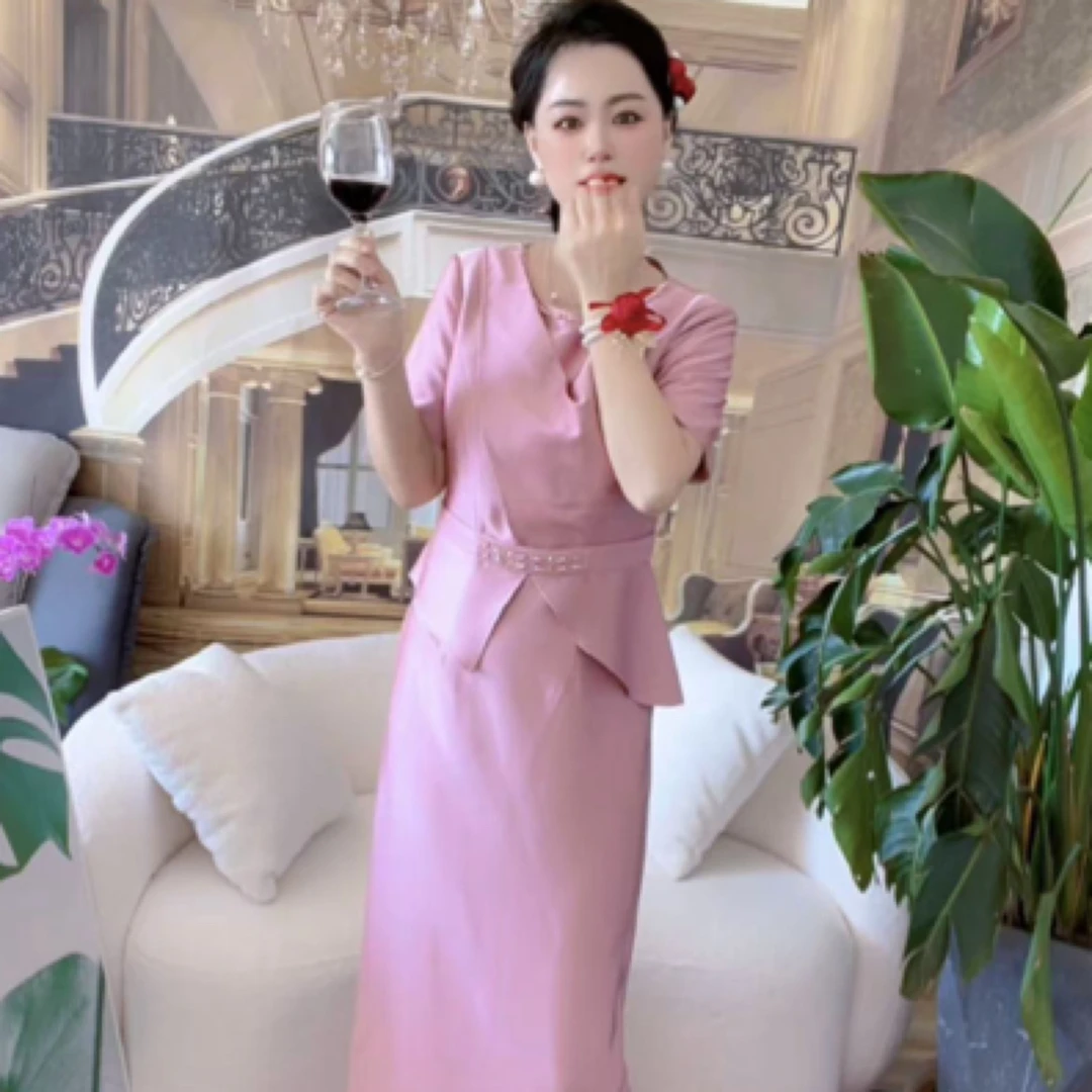 喜婆婆喜妈妈2025春夏新款新款礼服显瘦气质网红洋气时尚休闲夏季