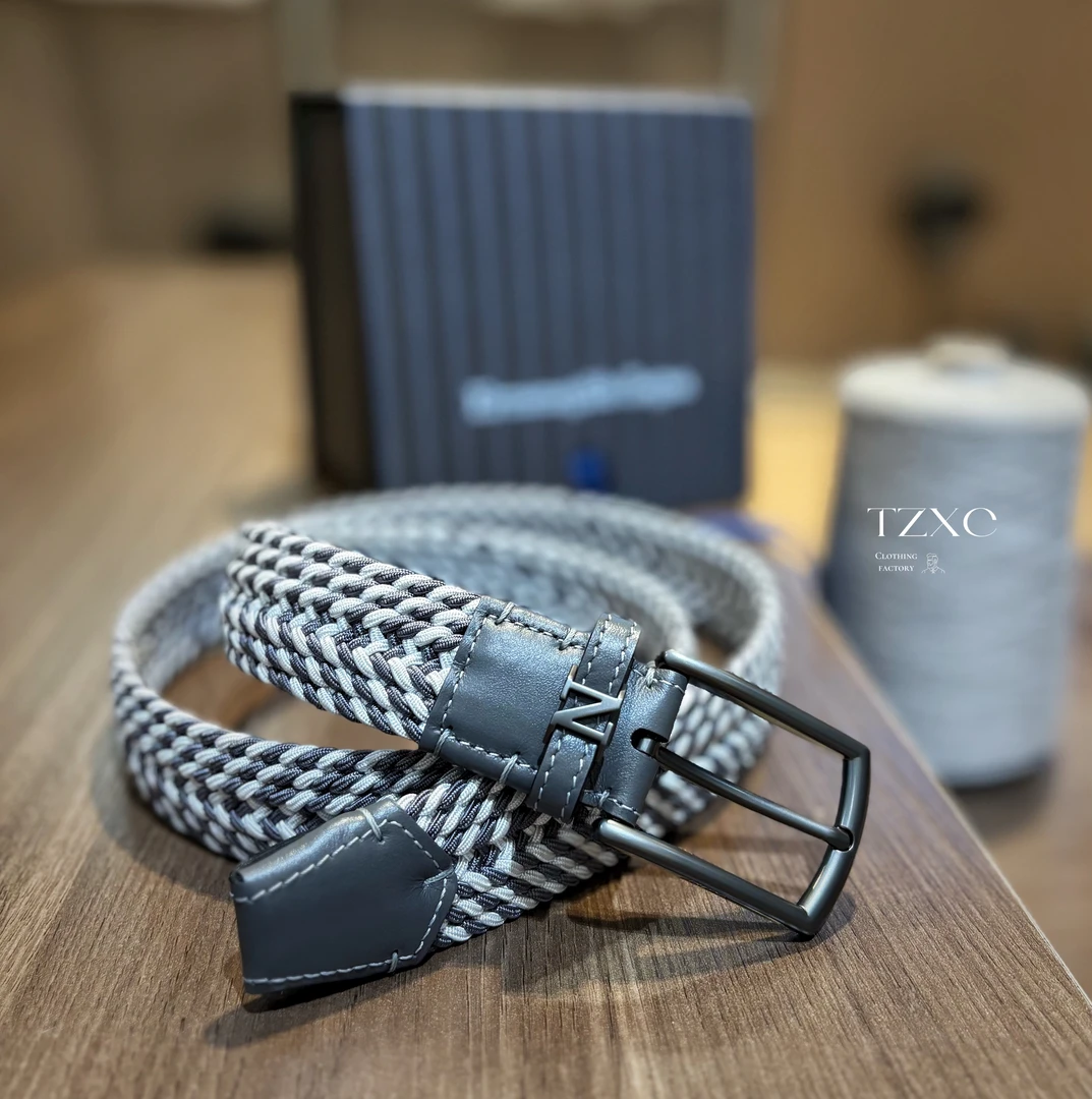 【Z888-Y】高奢男装 2025年新款 男士小牛皮人造丝双色手工编织皮带