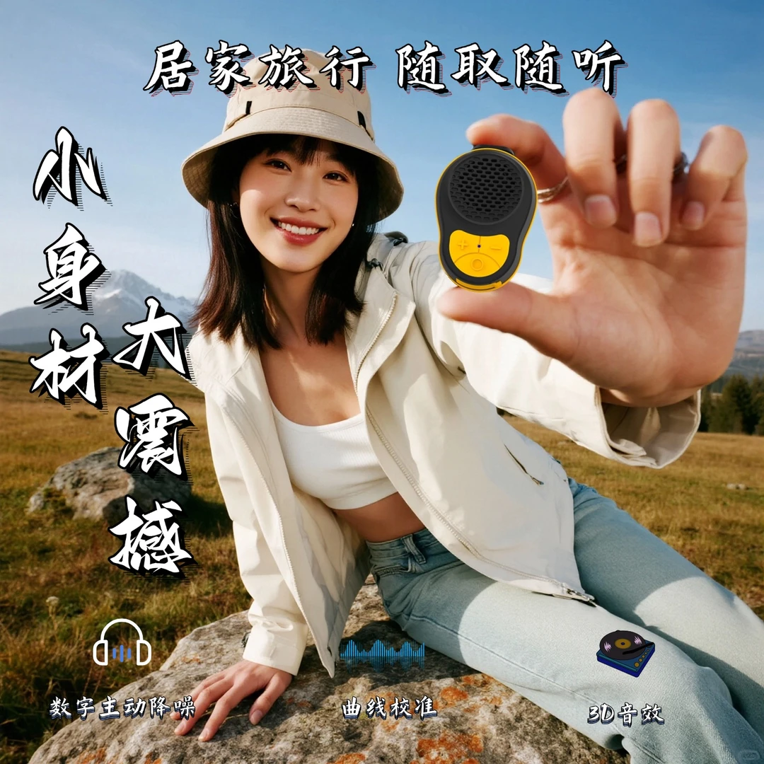 领夹式蓝牙音响穿戴式户外骑行防水音响听小说追剧便携迷你低音炮