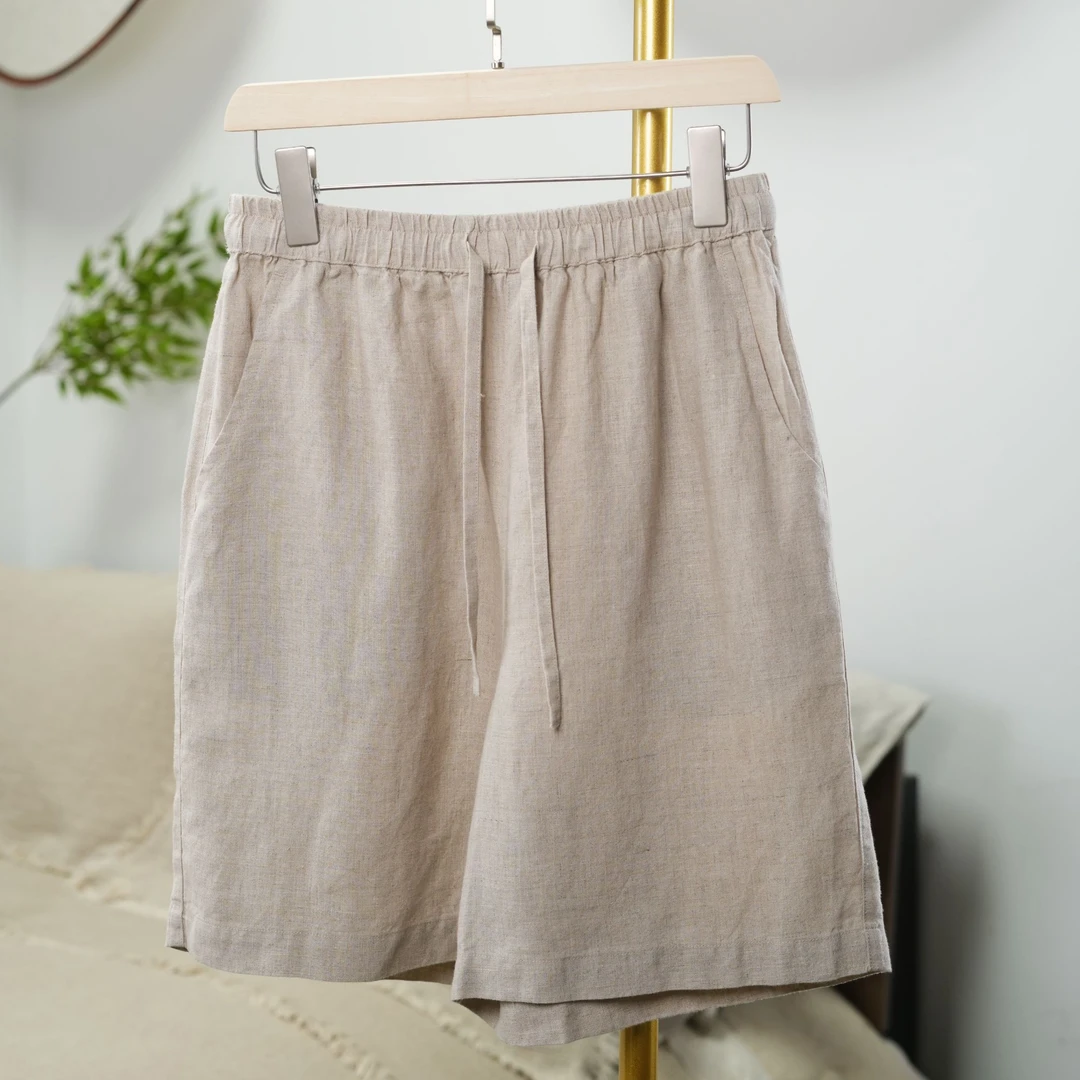 【双雨露黄金纱】100%双雨露汉麻男女情侣款短裤夏季薄款宽松裤