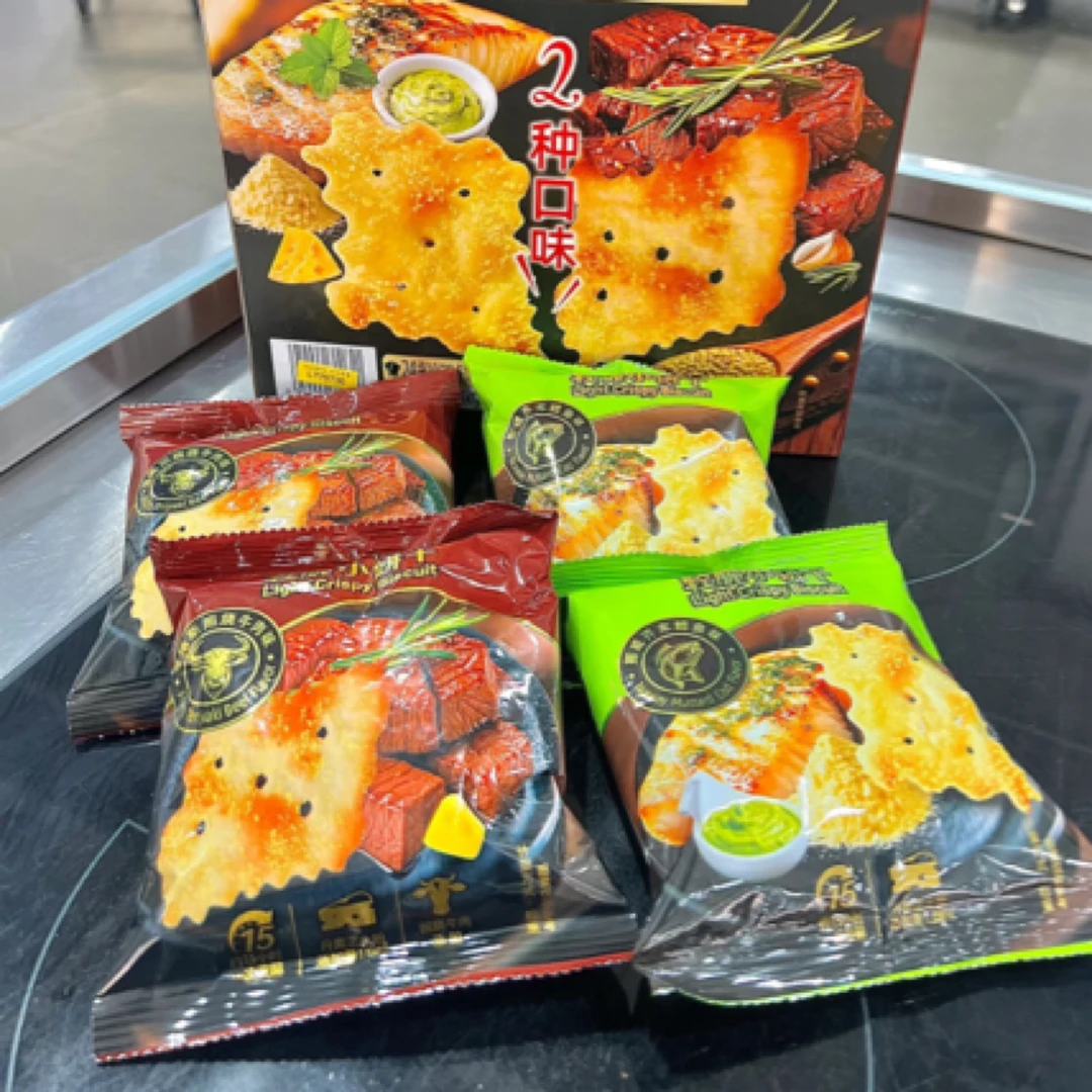 新品【4包】MM轻脆小饼干*两个口味（挪威芥末鳕鱼+安格斯照烧牛肉）