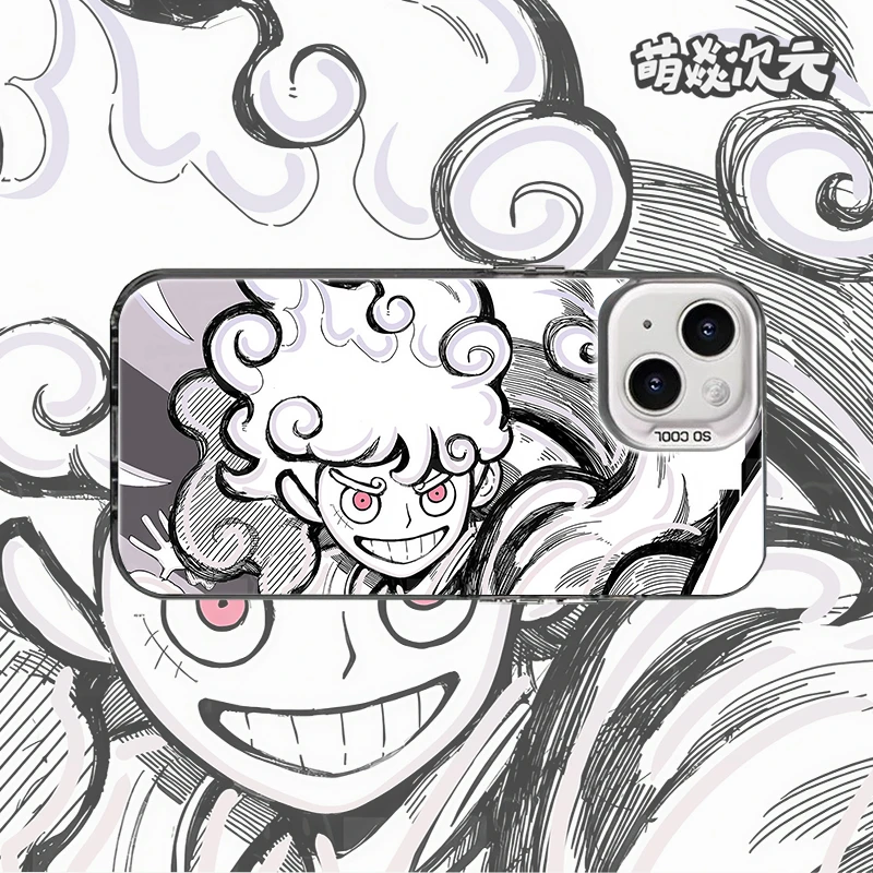 海贼王五档路飞线条反光适用苹果华为VIVO小米OPPO二次元手机壳