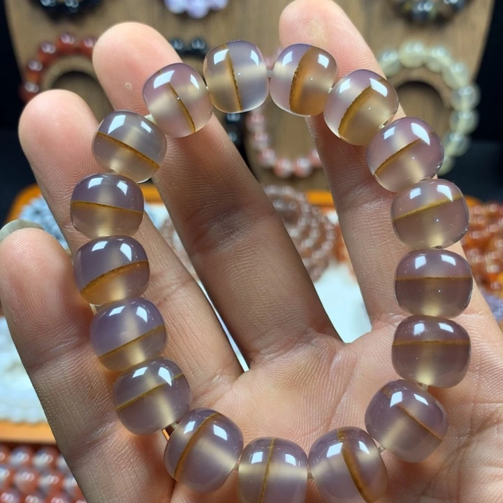 玛瑙/玉髓未镶嵌手链帝王紫一线