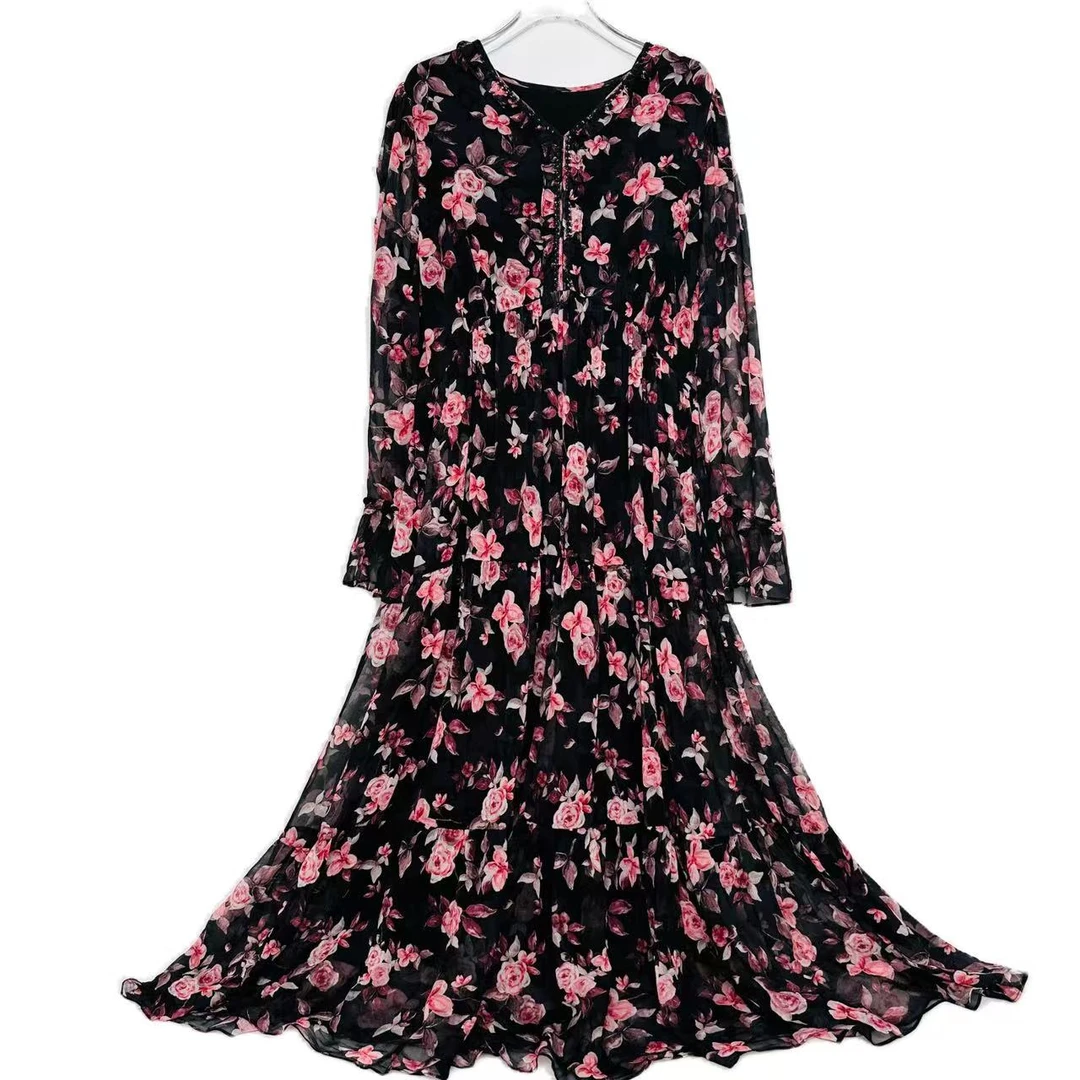 【2025-林姐真丝】重磅100桑蚕丝连衣裙YR24D010