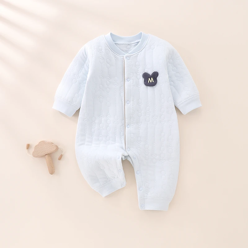 M米奇 兰 秋冬新款保暖连体衣婴儿男女宝宝空气棉爬服春秋婴幼儿