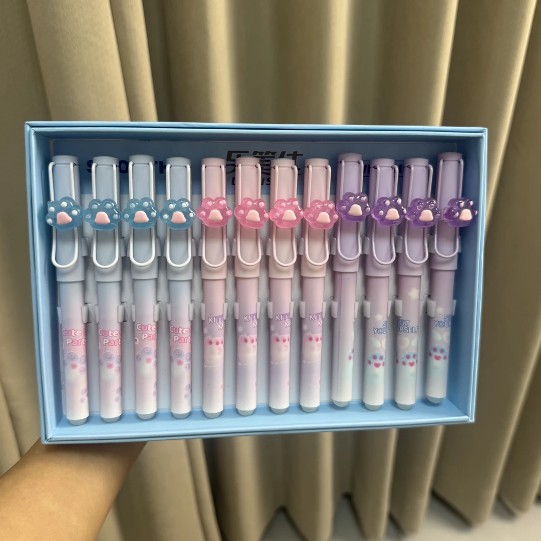 可爱猫爪系列换墨囊正资钢笔 底部带热敏擦橡皮