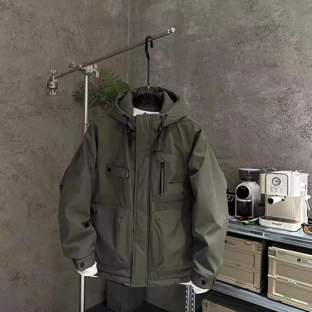 AW.2025绿色冲锋衣情侣棉服高品质门店撤！工装加厚二棉外套Z-M001