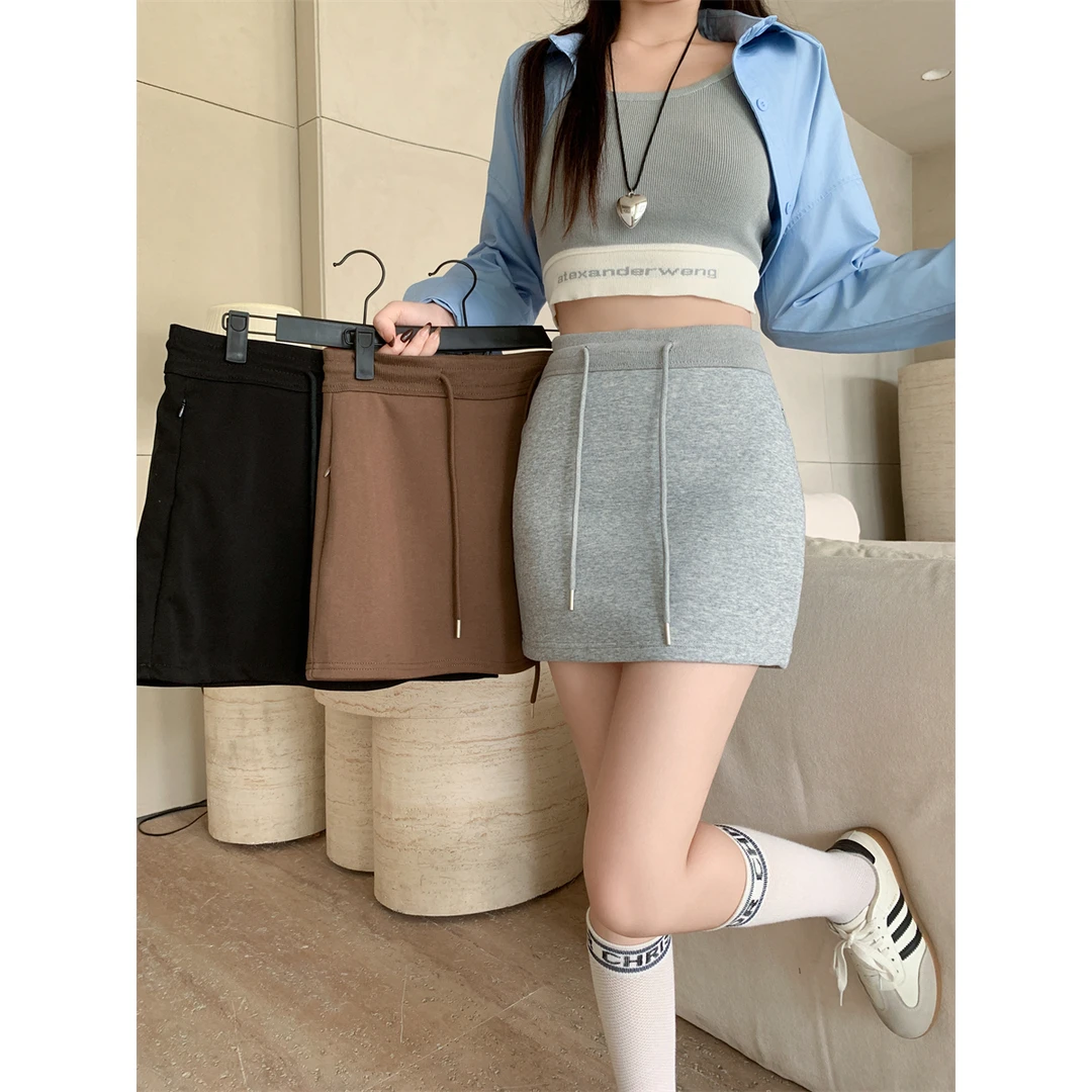 1509大码女装2025春季新款时尚休闲抽绳收腰短裙半身裙