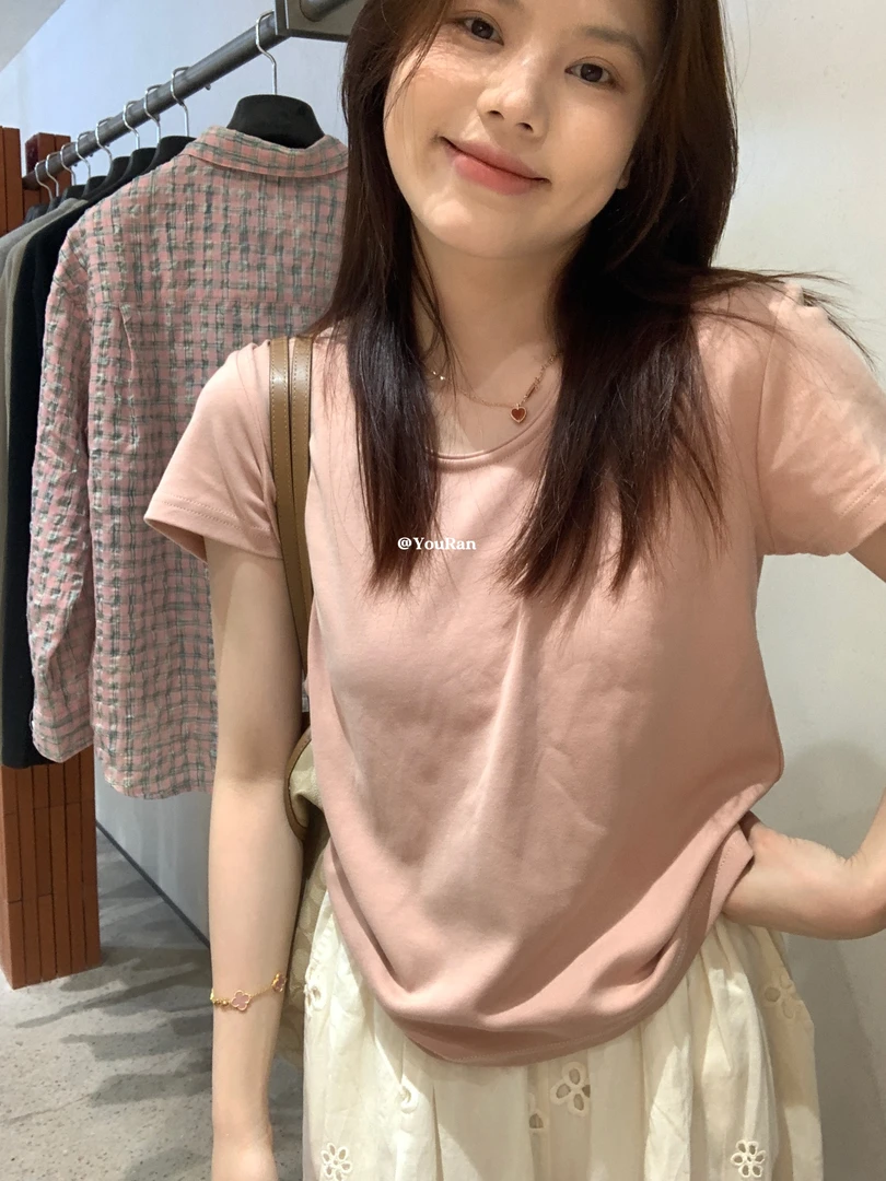 周悠然【糖果Tee】简约基础百搭日常纯色短袖T恤