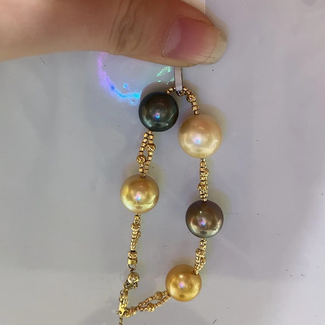 银S925镶嵌手绳海水珍珠