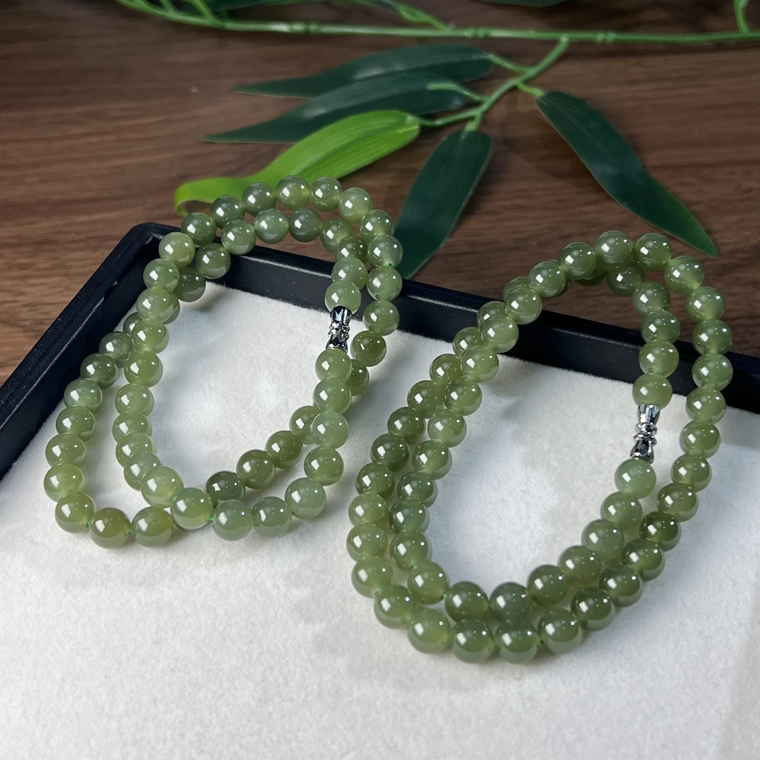 【睿泽鉴宝】和田玉湖水绿项链多样性发一 7mm JJY2470
