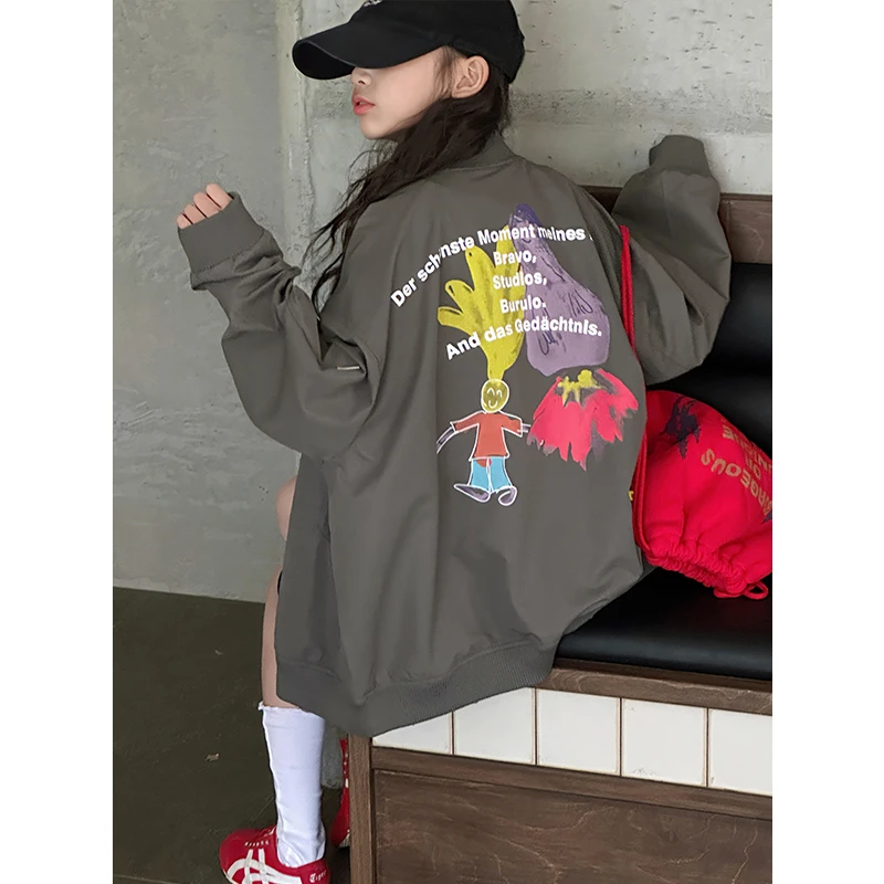 K27526女童棒球服外套儿童上衣2025春装新款女大童春秋夹克休闲薄