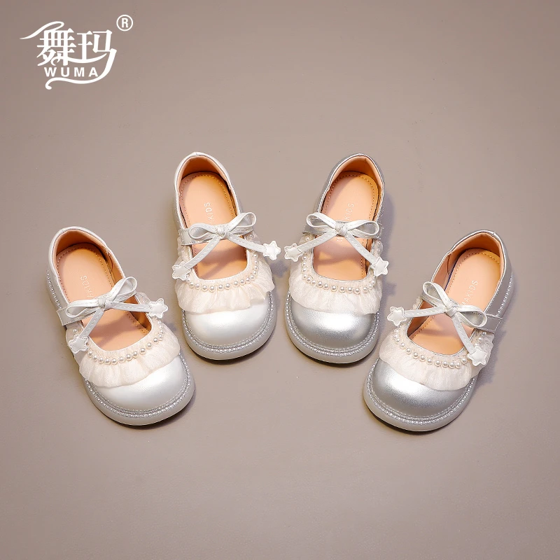 舞玛儿童鞋子女童公主鞋2025年春季新款蕾丝花边玛丽珍皮鞋538355