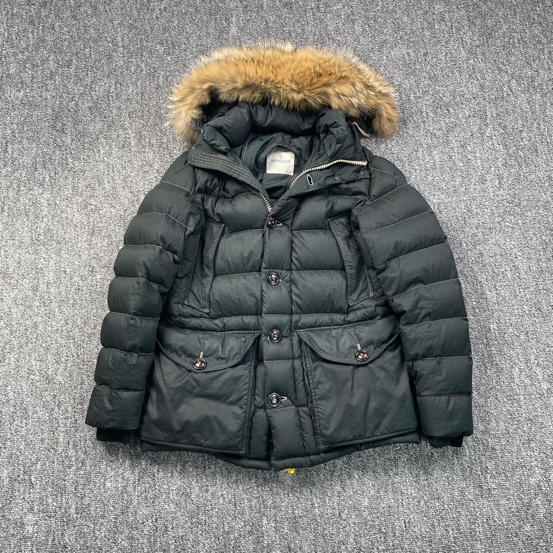 95新 MONCLER 7092/Moncler 墨绿色连帽羽绒服外套/3码/95新