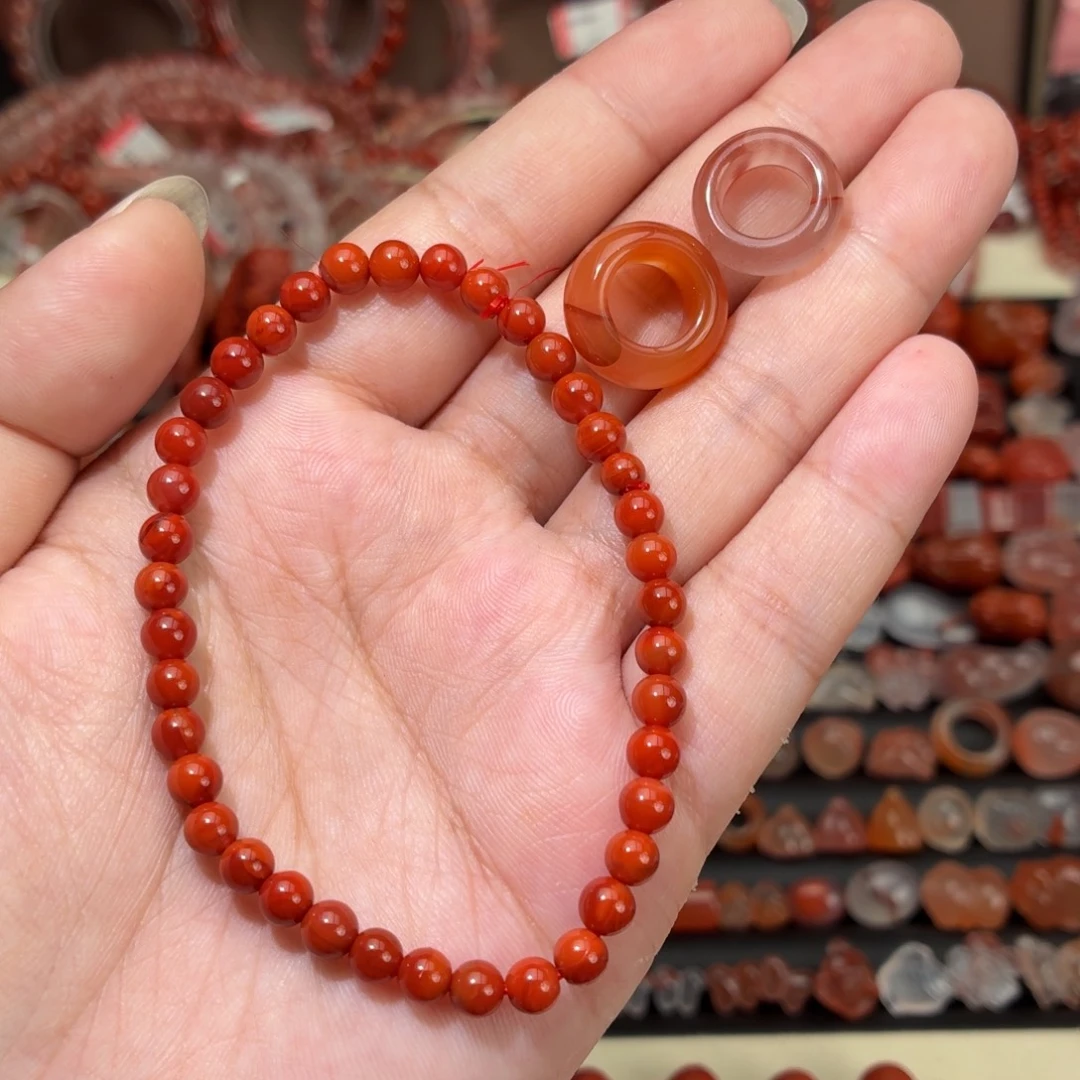 T***e南红玛瑙未镶嵌颈饰5咪单圈➕2个跑环