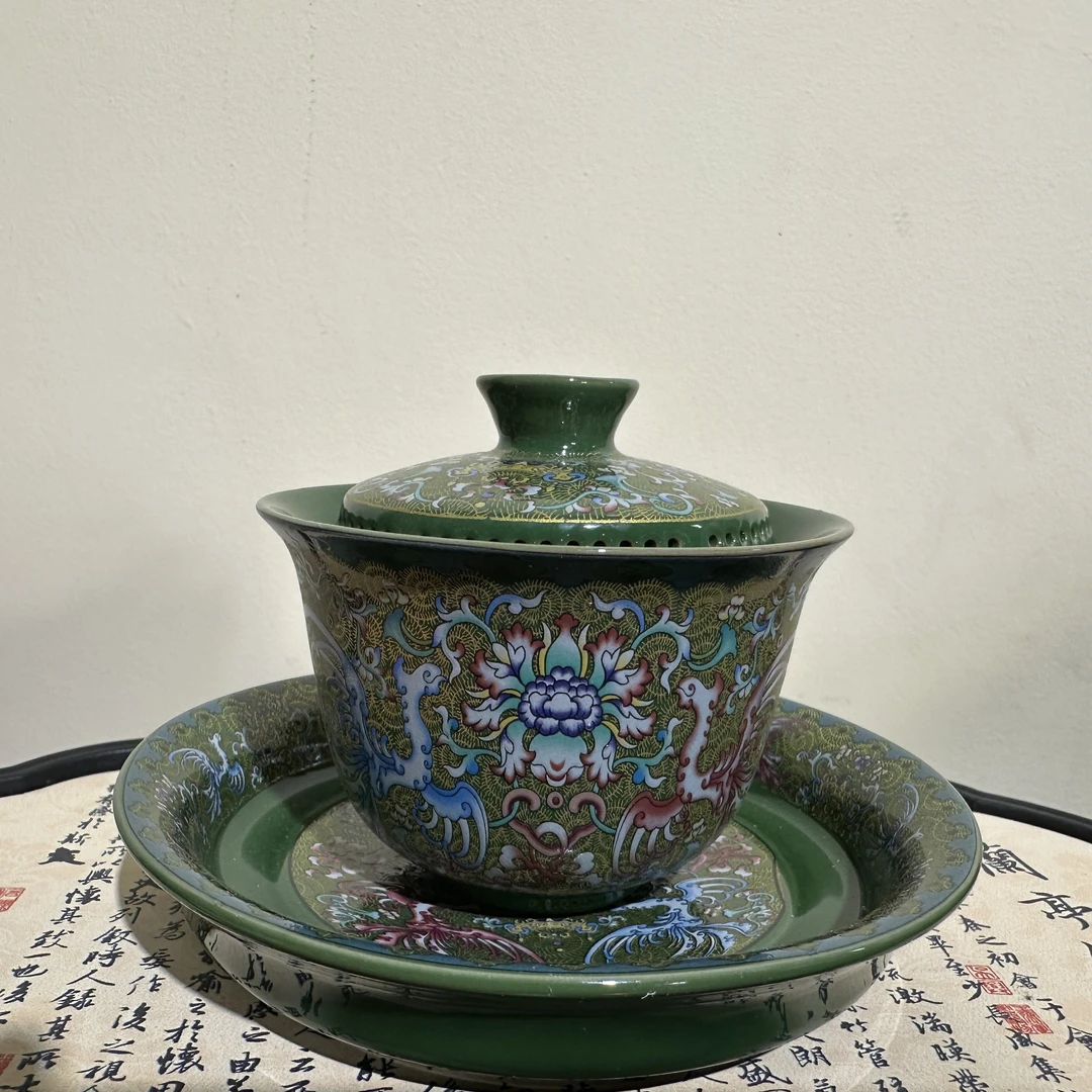 茶壶【T053】复古家用陶瓷大号青瓷珐琅彩描金