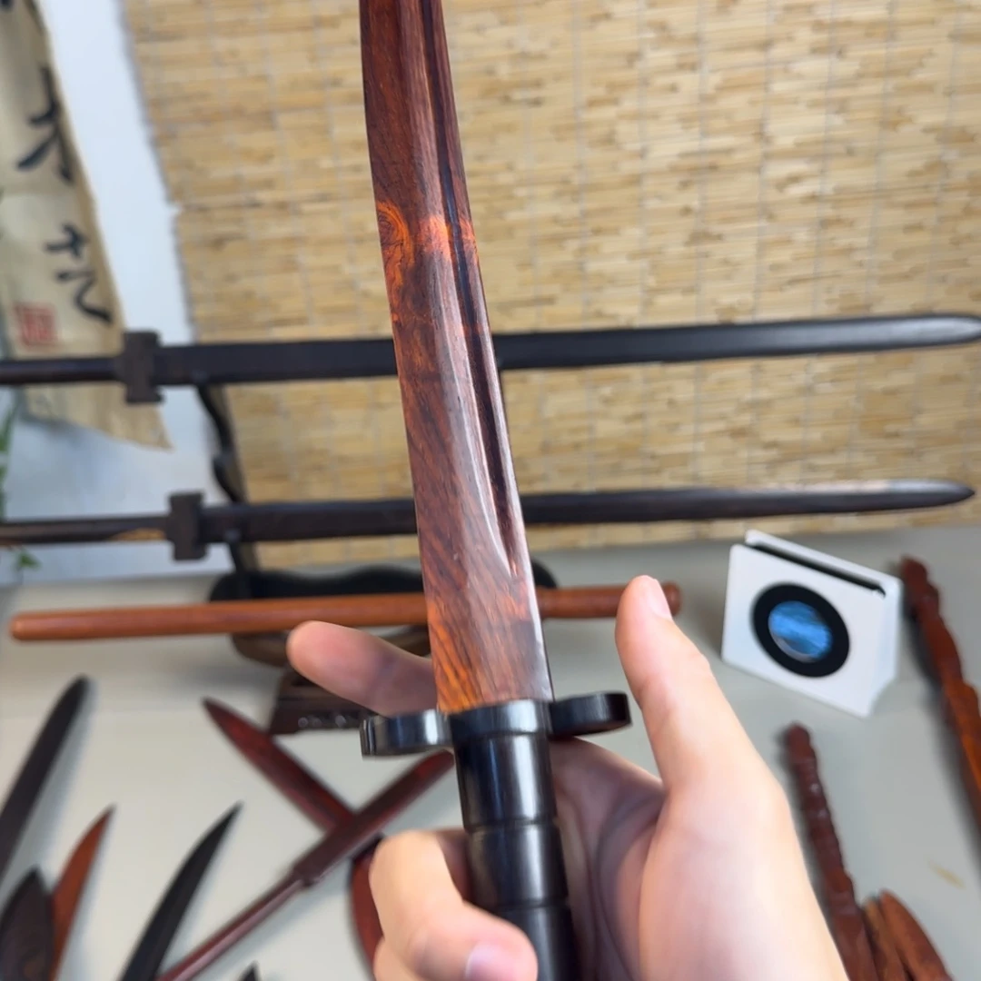 微凹黄檀（南美大红酸枝）紫光檀把手，微凹刀身