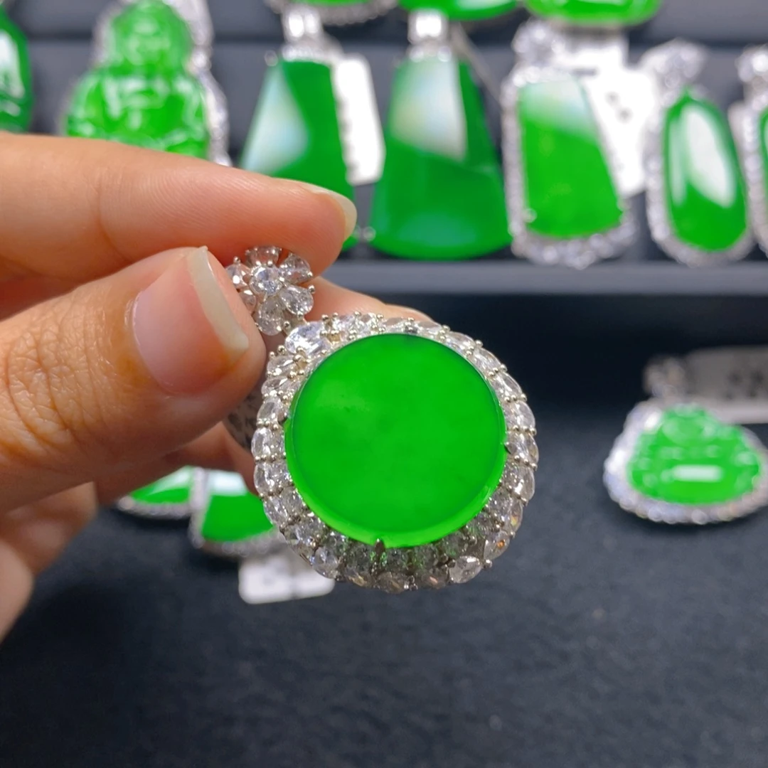 翡翠银S925镶嵌颈饰