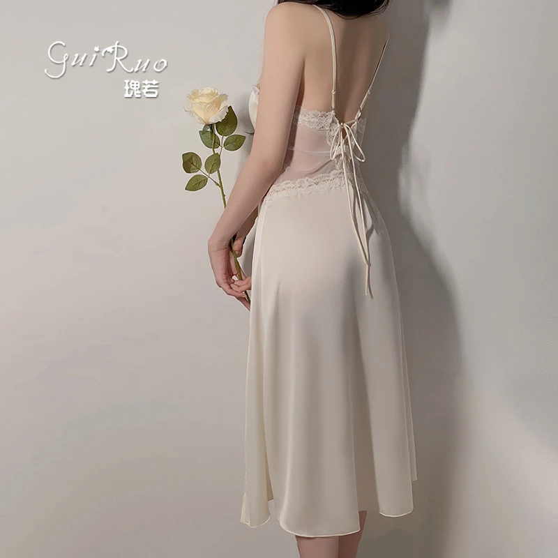 品牌纯欲网纱睡衣深加胸垫吊带睡裙丝滑外袍家居服套装气质显瘦