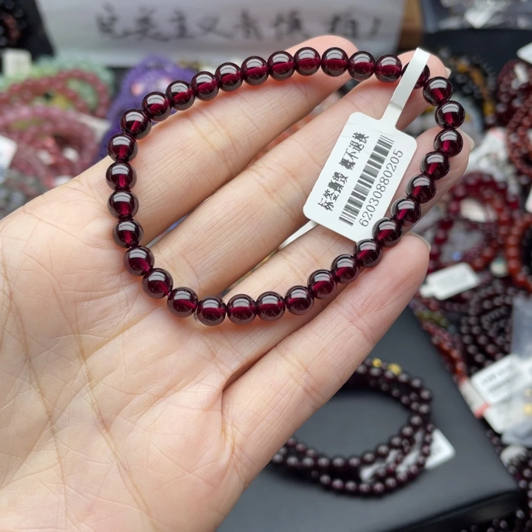 你***诺手链石榴石未镶嵌5.8毫米酒红石榴石单圈