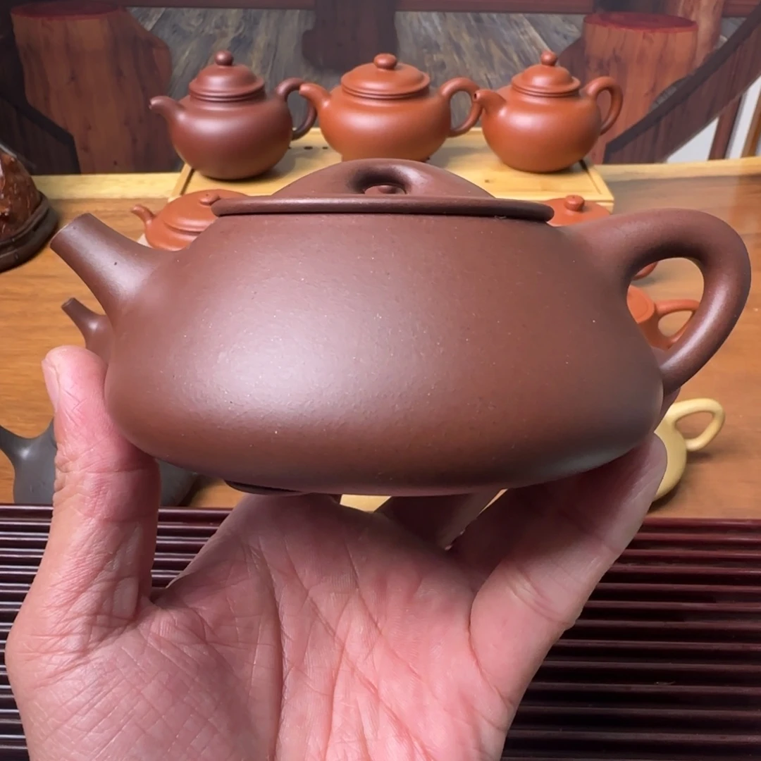 紫砂茶壶S*m紫泥全手工石瓢