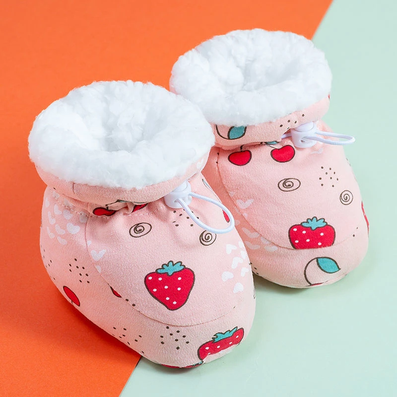 冬季婴儿棉鞋套脚袜鞋软底棉鞋加绒护脚0-12个月男女宝宝学步棉鞋