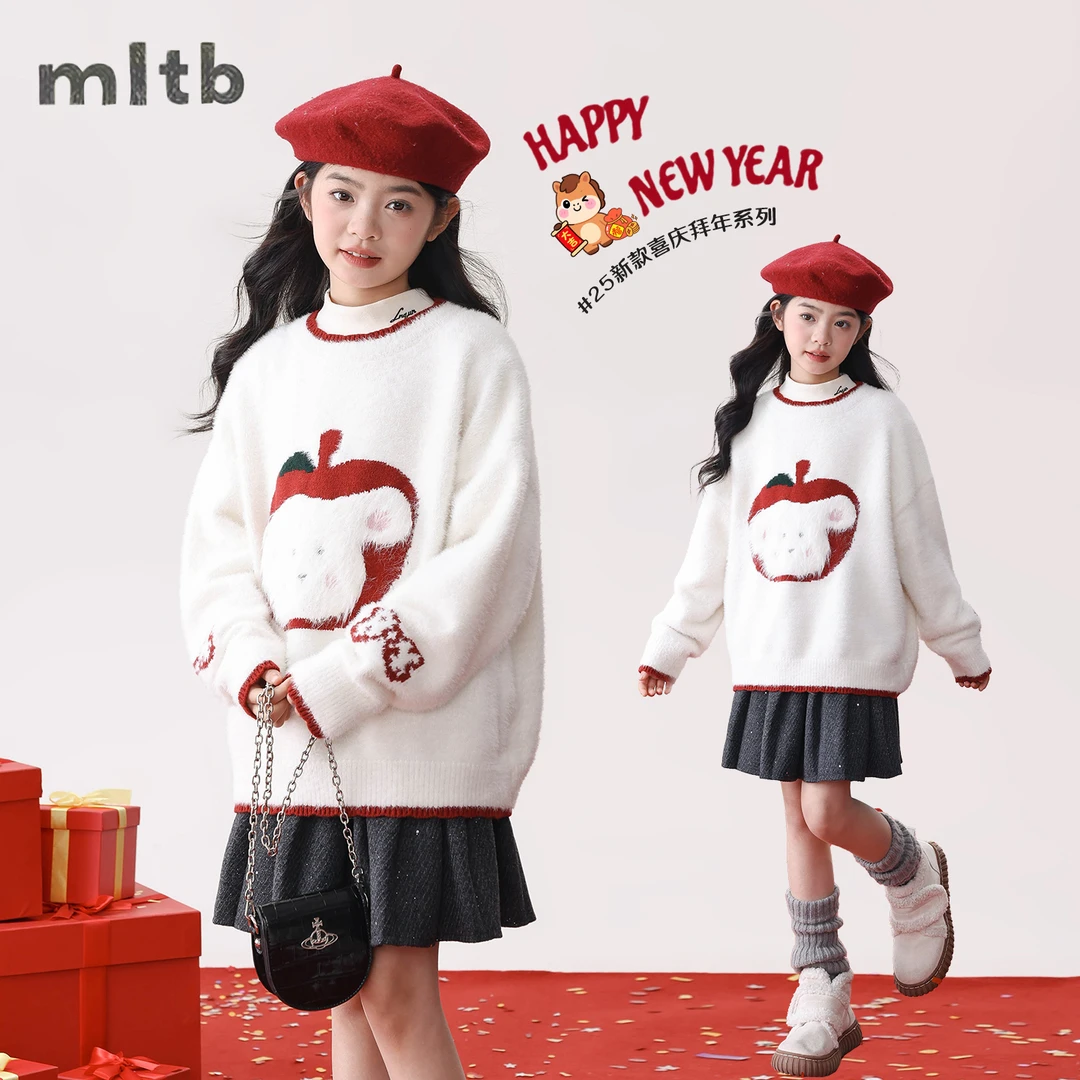 25MY090女童加厚毛衣2025新款冬季儿童时髦女孩秋冬大童针织衫