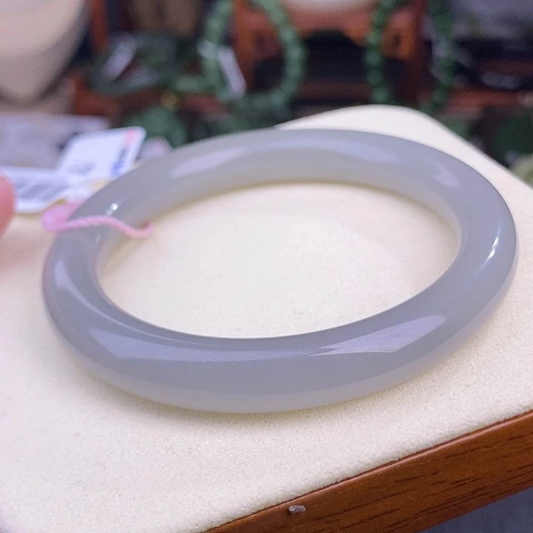 和田玉55.9 浓烟紫脂膏级清货价手镯老料冰底未镶嵌