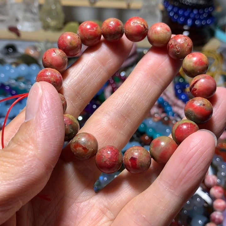 天然辰砂天然老矿朱砂8-10手串