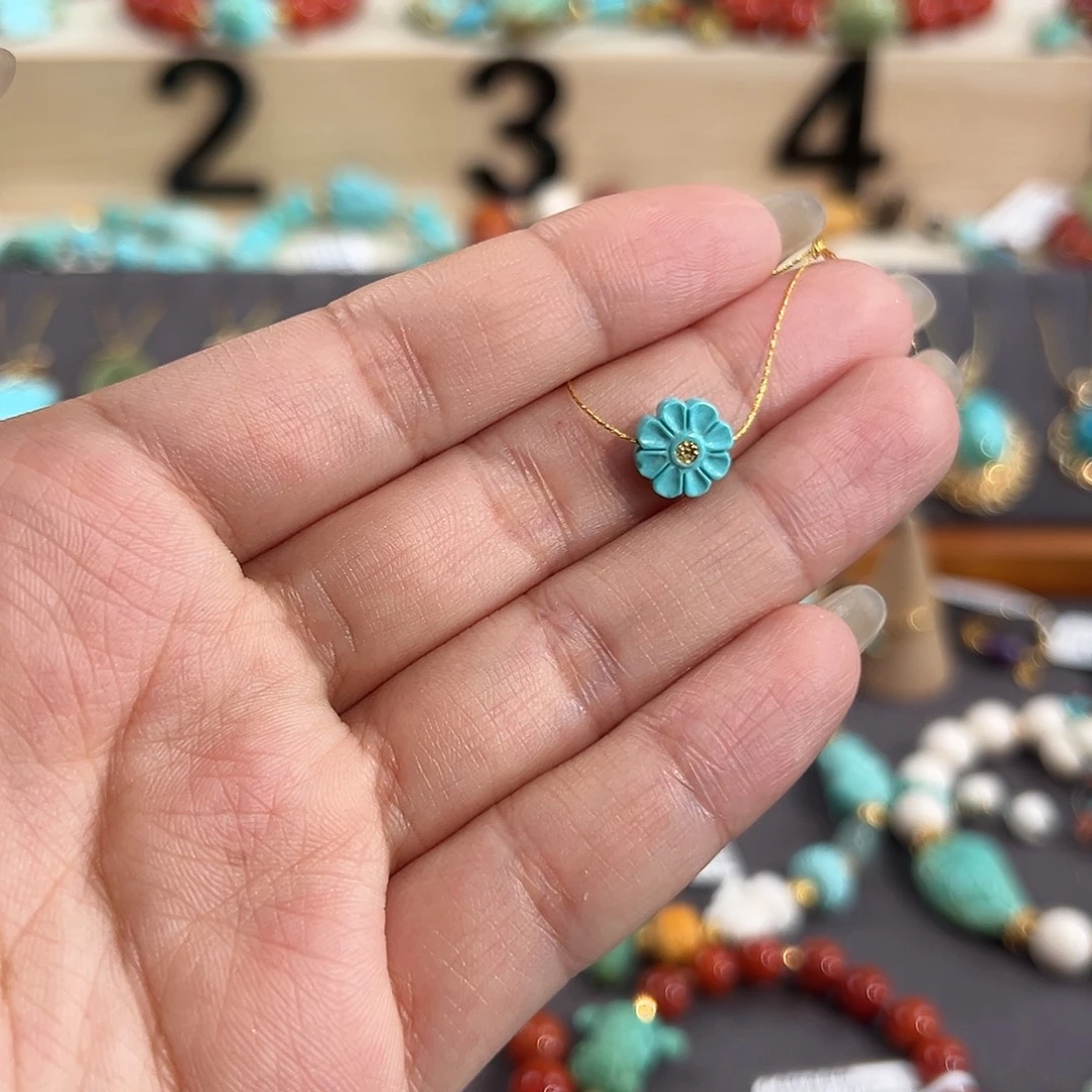 绿松石未镶嵌把件小雏菊配饰