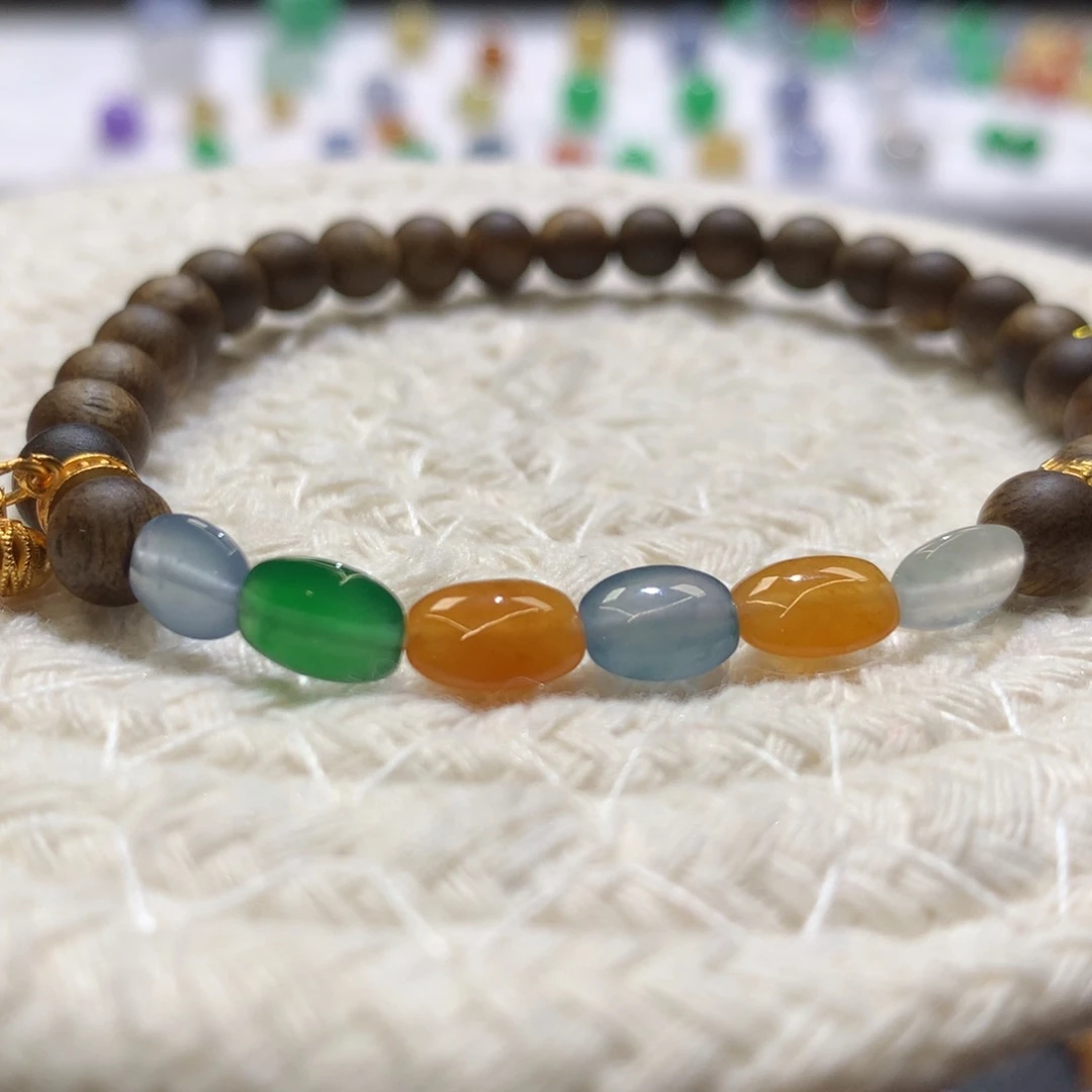 定制翡翠未镶嵌 毛货抛光定制 扁珠随形一组