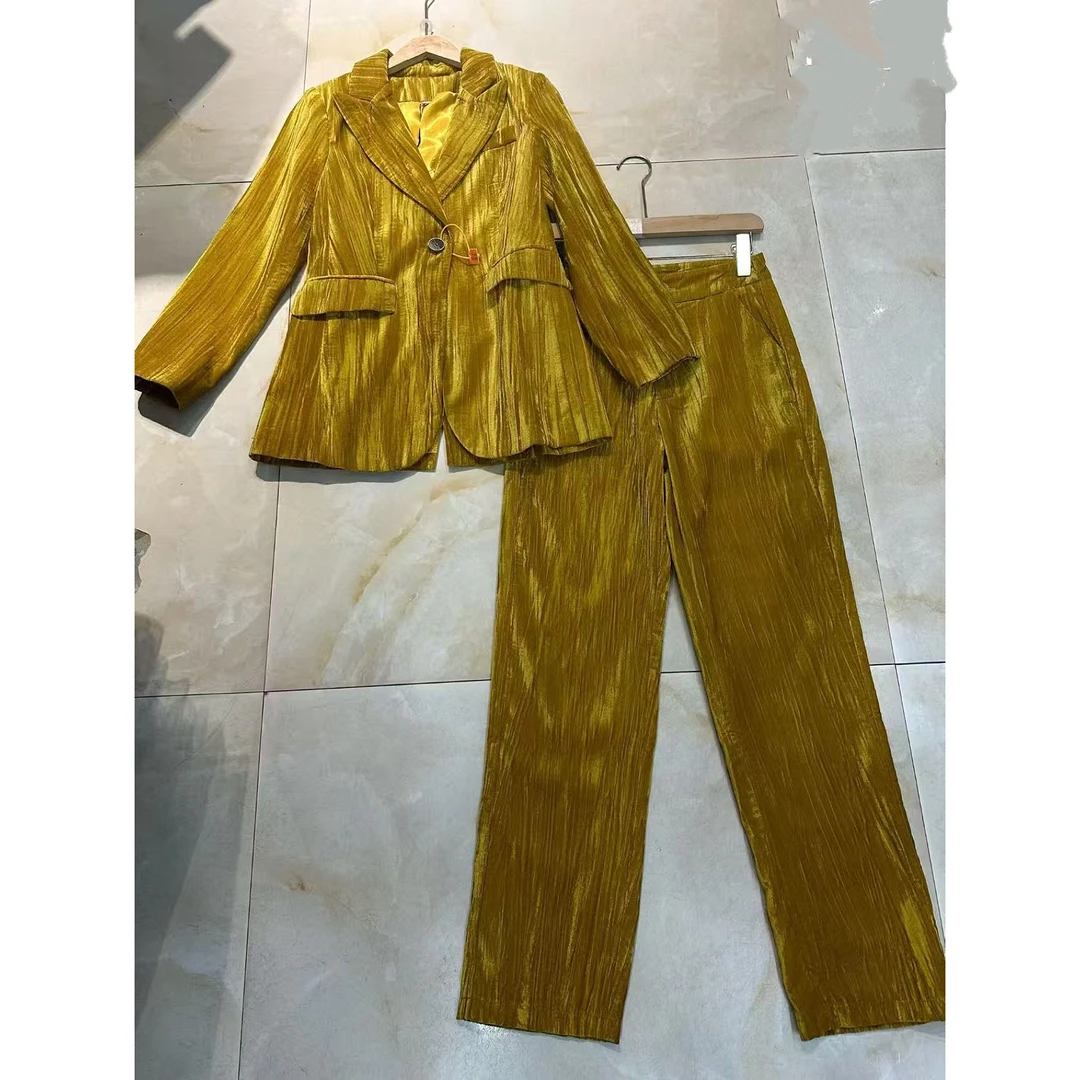 949/时尚宽松气质女神洋气阔腿裤西装两件套