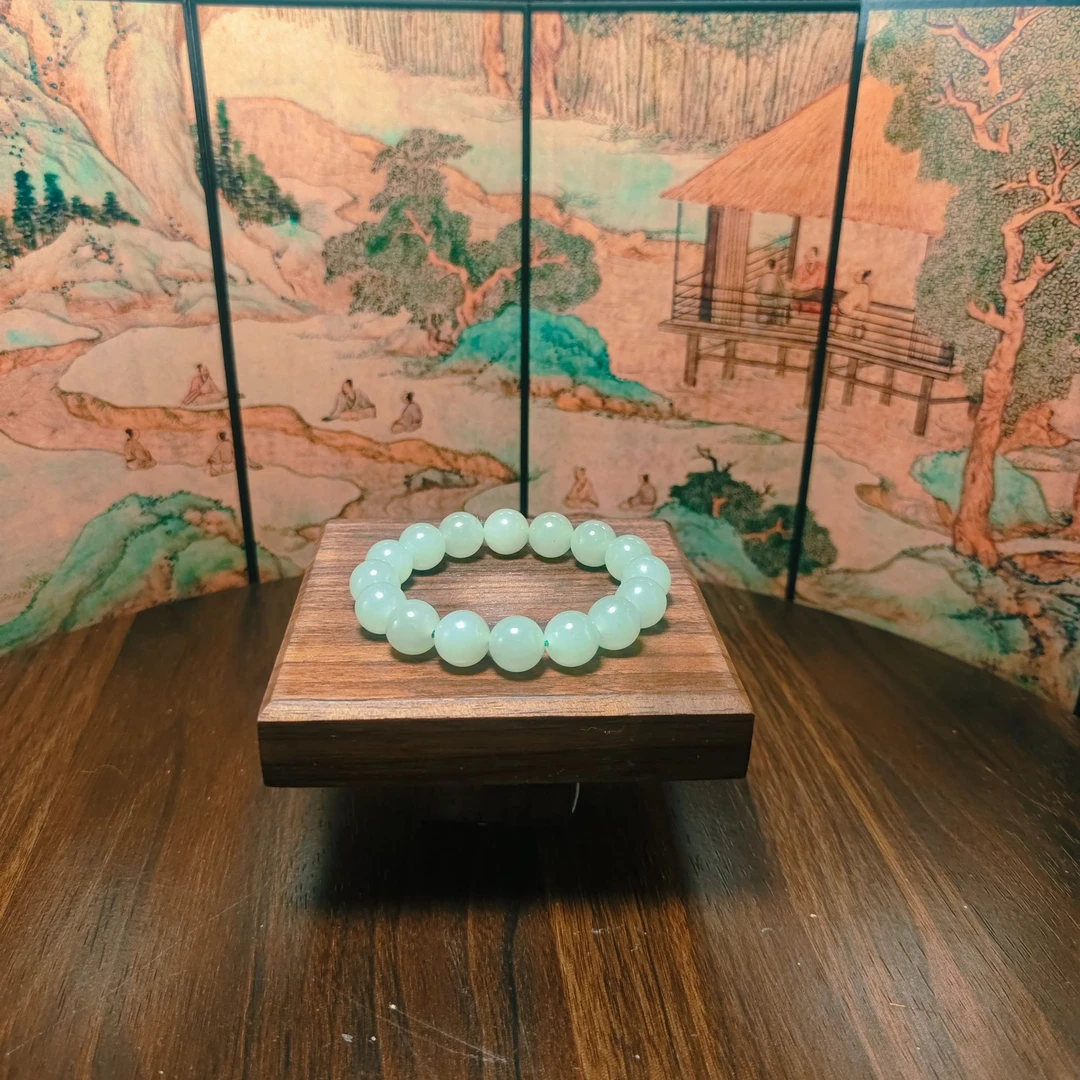 W和田玉晴水圆珠手串0578