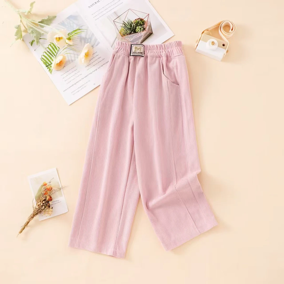 2025秋季新款灯芯绒休闲裤百搭舒适直筒长裤时尚休闲裤女童中大童