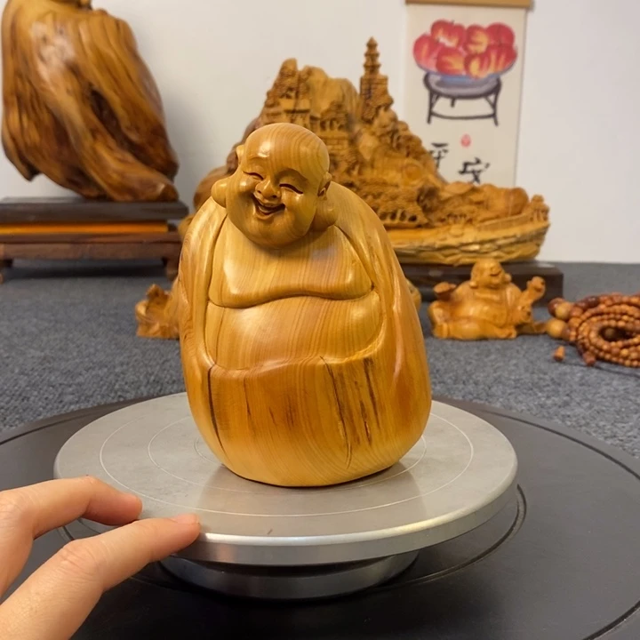柏木崖柏弥勒佛摆件根雕工艺品