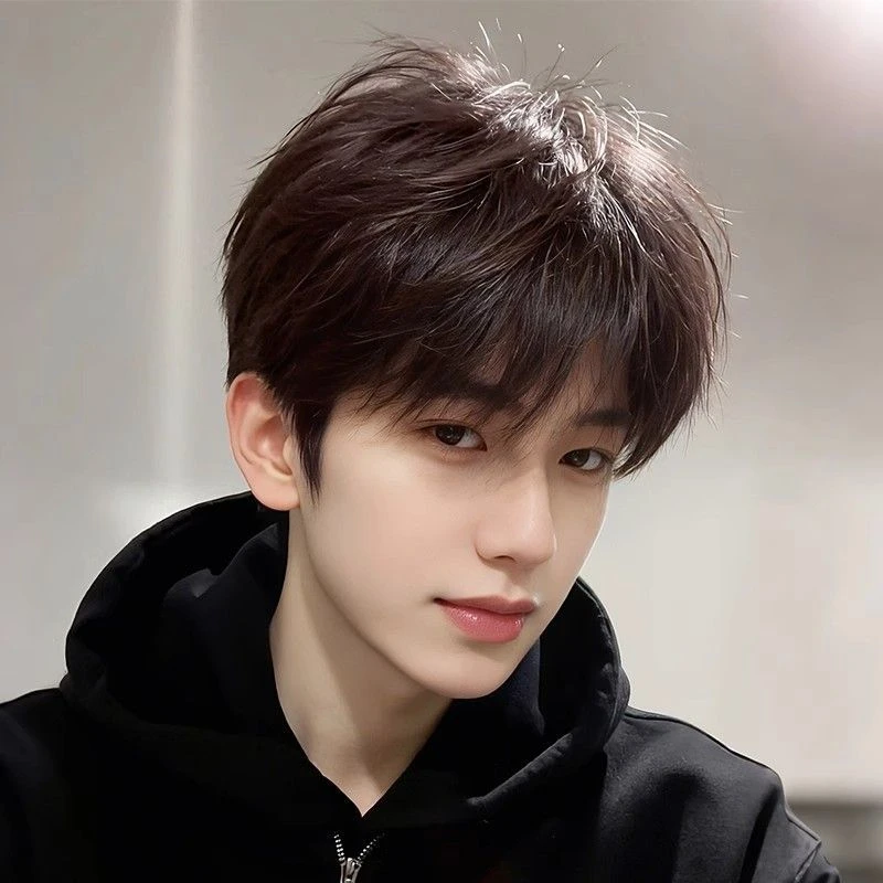 日常假发男生短发韩版帅气微分碎盖男款自然蓬松男士仿真全头套式