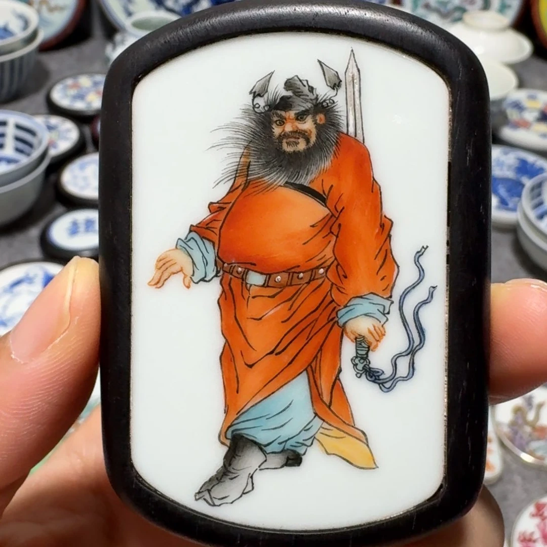 瓷片有***福钟馗挂件一个