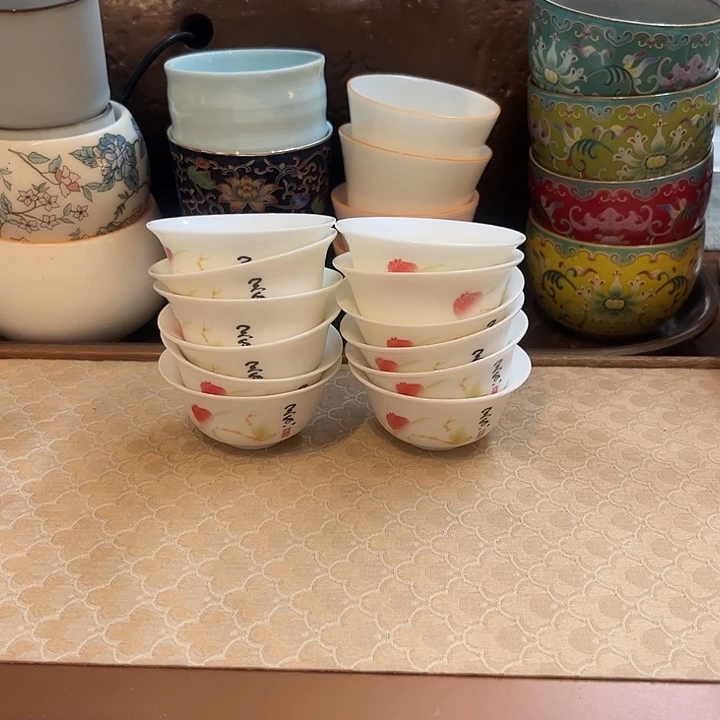 瓷片陶瓷单杯微瑕12个天香