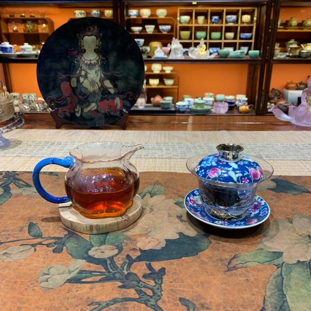 桃子盖碗150毫升蓝色高档纯手工