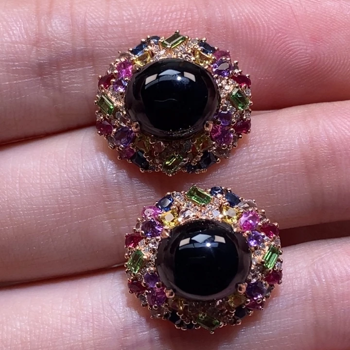 18K金镶嵌翡翠耳饰静***8