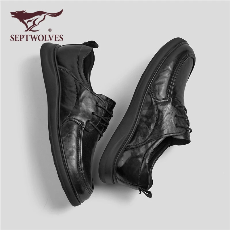 七匹狼男鞋2025新款秋季百搭头层牛皮鞋男软底舒适通勤商务休闲鞋