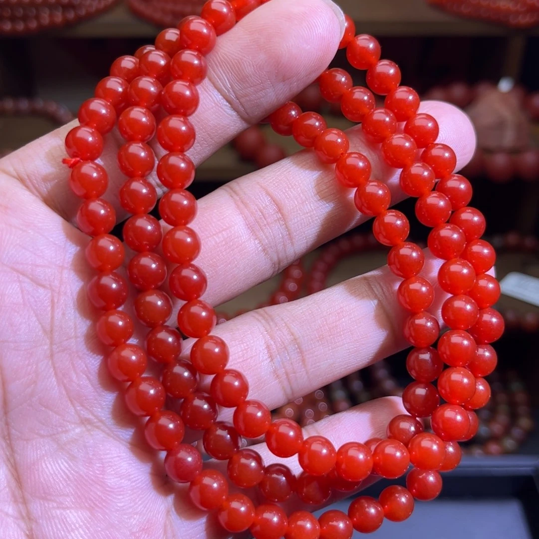 手链未镶嵌南红玛瑙7mm冰红项链