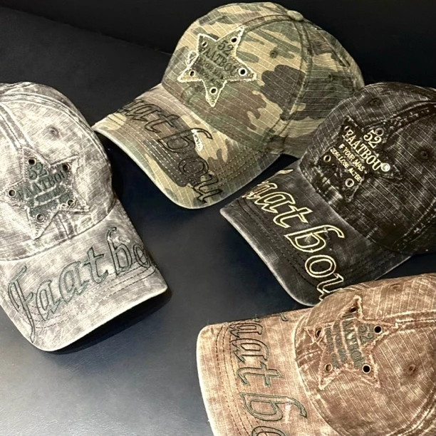 【17SR】金属复古做旧swag牛仔鸭舌帽宽檐显脸小