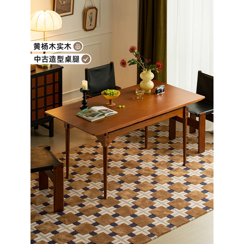野芒餐桌·多住中古实木餐桌复古长方形设计师饭桌餐厅家用小户型